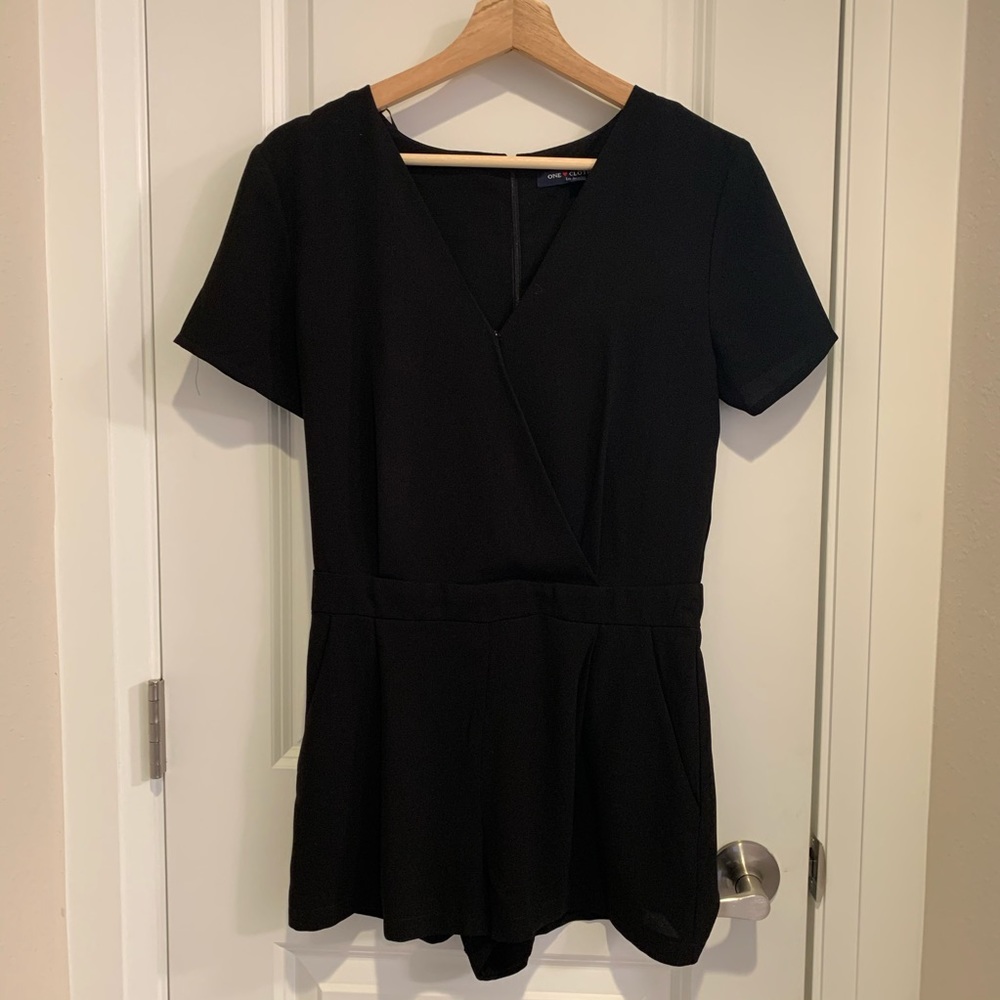 Black short sleeved romper